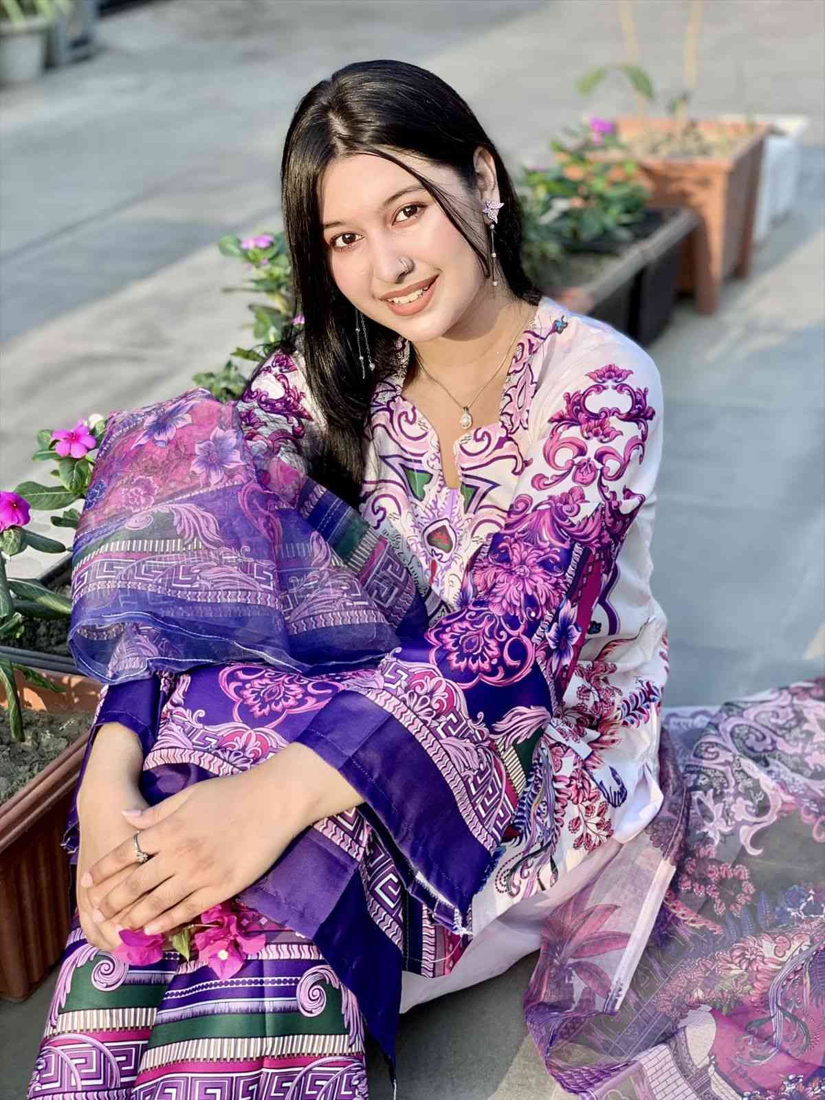 🌸 Ready Made Pure Dubai Silk Digital Print Three Piece 🌸