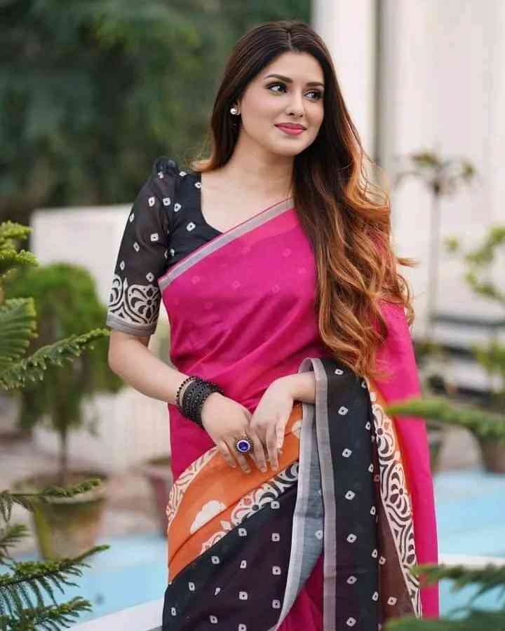 Digital Print Saree with Blouse – Aduri Premium Chandouri Silk