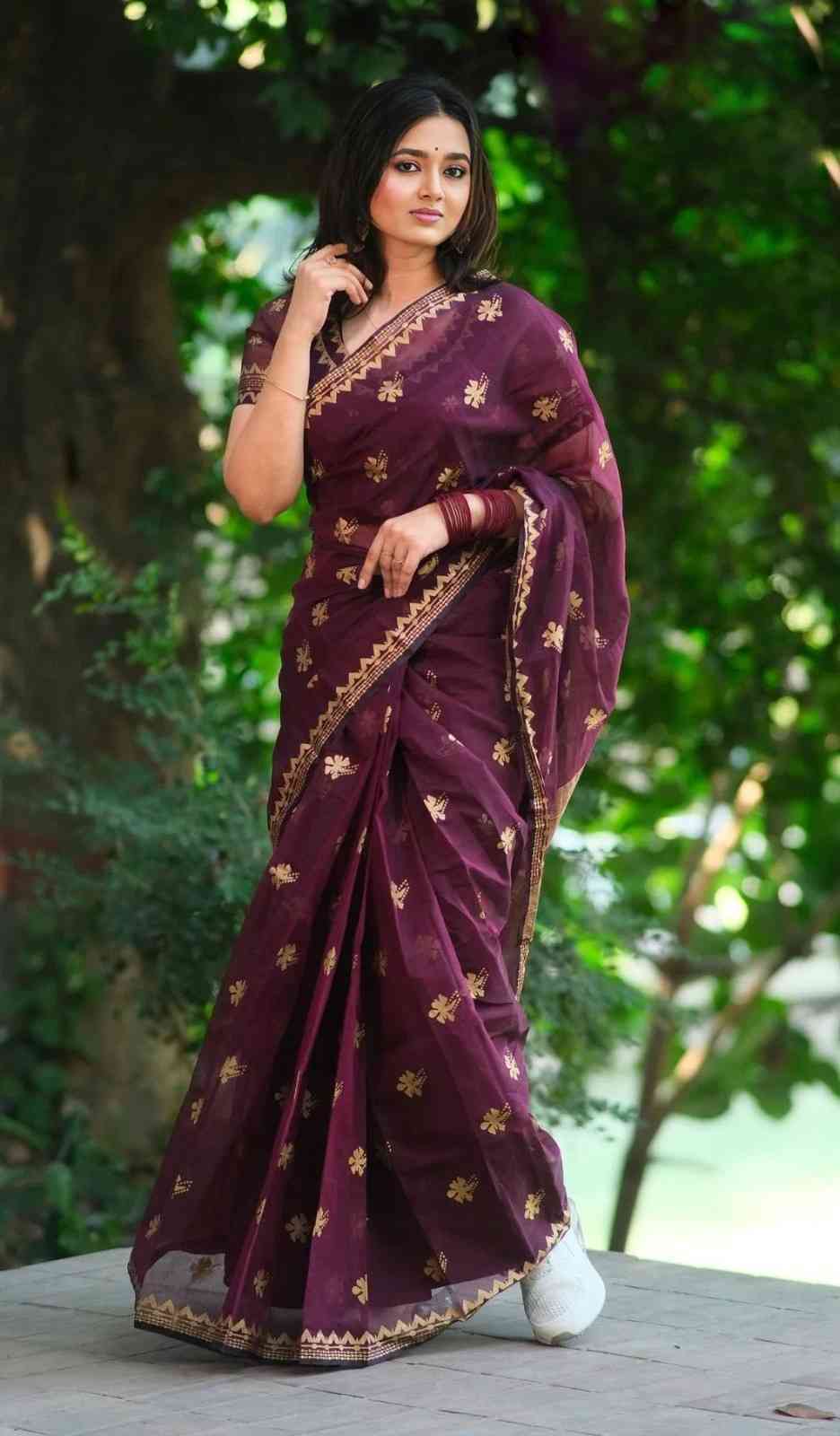 Afsan Print Saree with Blouse Piece – Premium Semi Muslin